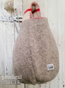 Backside of Felted Wool Hanging Basket with Red Trim | shop.prodigalpieces.com #prodigalpieces