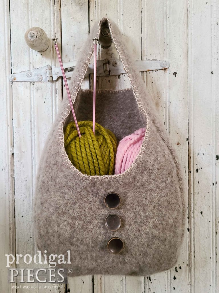Felted Brown Wool Basket with White Trim by Prodigal Pieces | shop.prodigalpieces.com