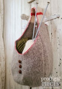 Side View of Felted Wool Hanging Basket with Red Trim | shop.prodigalpieces.com #prodigalpieces