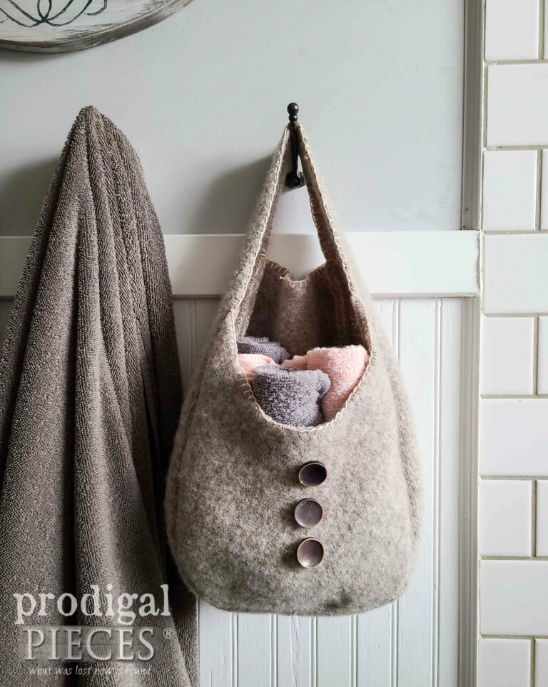 Towel Storage Hanging Felted Basket | shop.prodigalpieces.com