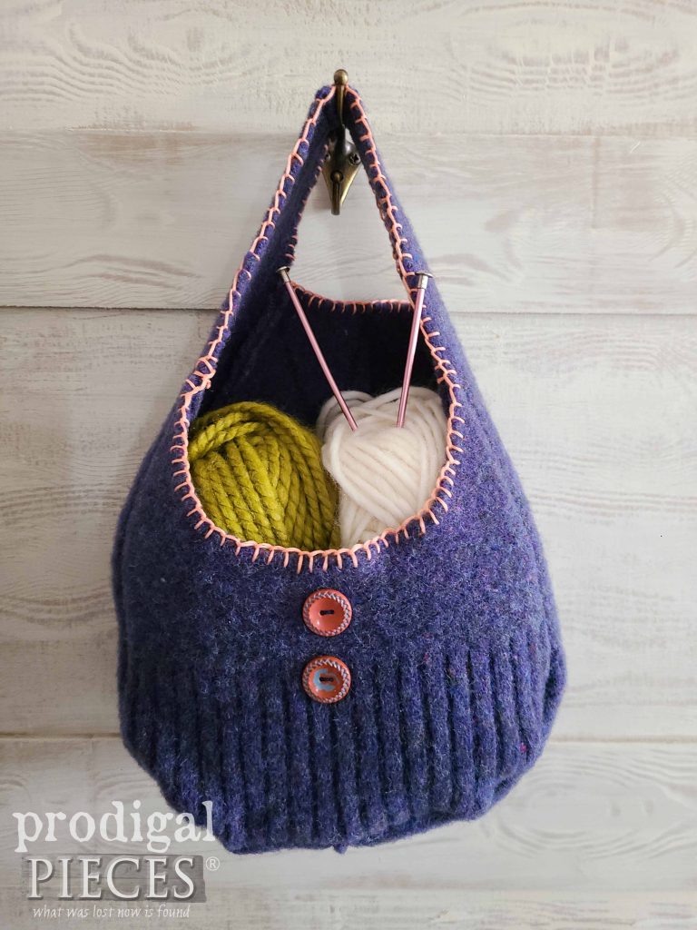 Purple Felted Wool Hanging Basket by Larissa of Prodigal Pieces | shop.prodigalpieces.com #prodigalpieces
