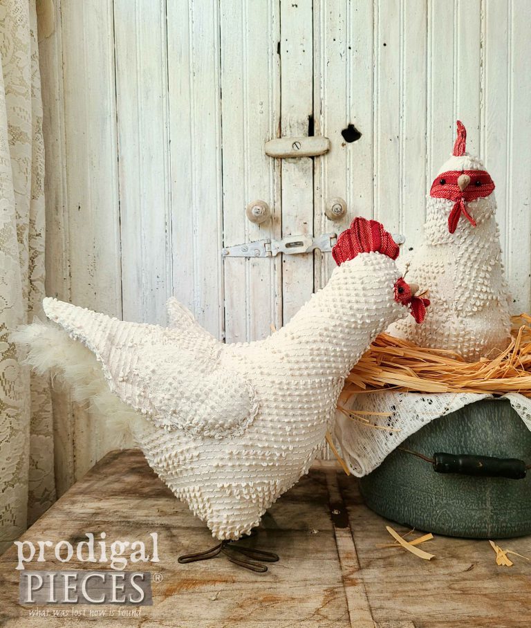Side View of Chenille Chicken by Larissa of Prodigal Pieces | shop.prodigalpieces.com #prodigalpieces