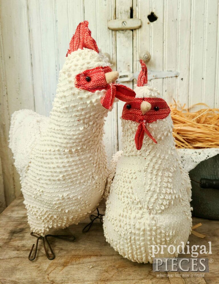 Sweet Chenille Textile Chicken Sculptures by Larissa of Prodigal Pieces | shop.prodigalpieces.com #prodigalpieces