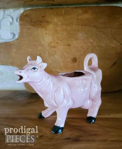 Pink Ceramic Creamer Cow - Vintage 1950's | available at Prodigal Pieces | shop.prodigalpieces.com #prodigalpieces #shopping #vintage
