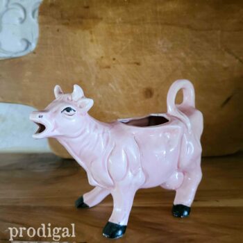Pink Ceramic Creamer Cow - Vintage 1950's | available at Prodigal Pieces | shop.prodigalpieces.com #prodigalpieces #shopping #vintage