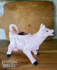 Vintage Pink Ceramic Creamer Cow | prodigalpieces.com #prodigalpieces