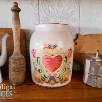 Farmhouse Antique Crock with Lid ~ Heart Design available at Prodigal Pieces | shop.prodigalpieces,com #prodigalpieces #shopping #farmhouse