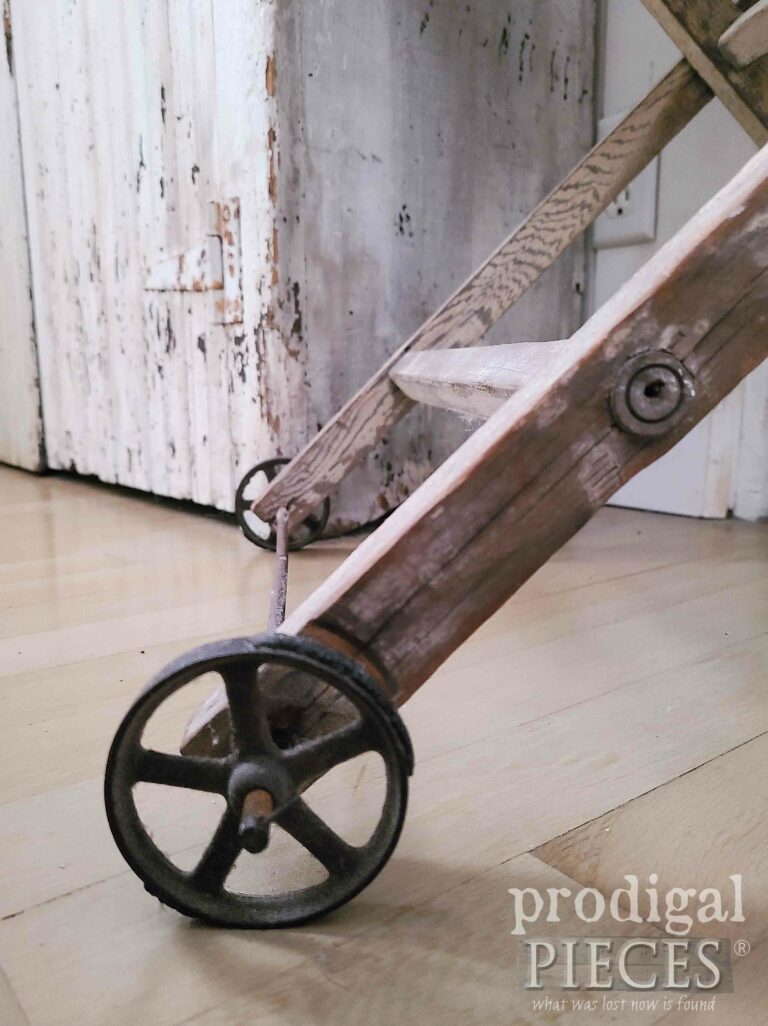 Antique Laundry Basket Cart Wheels | shop.prodigalpieces.com #prodigalpieces