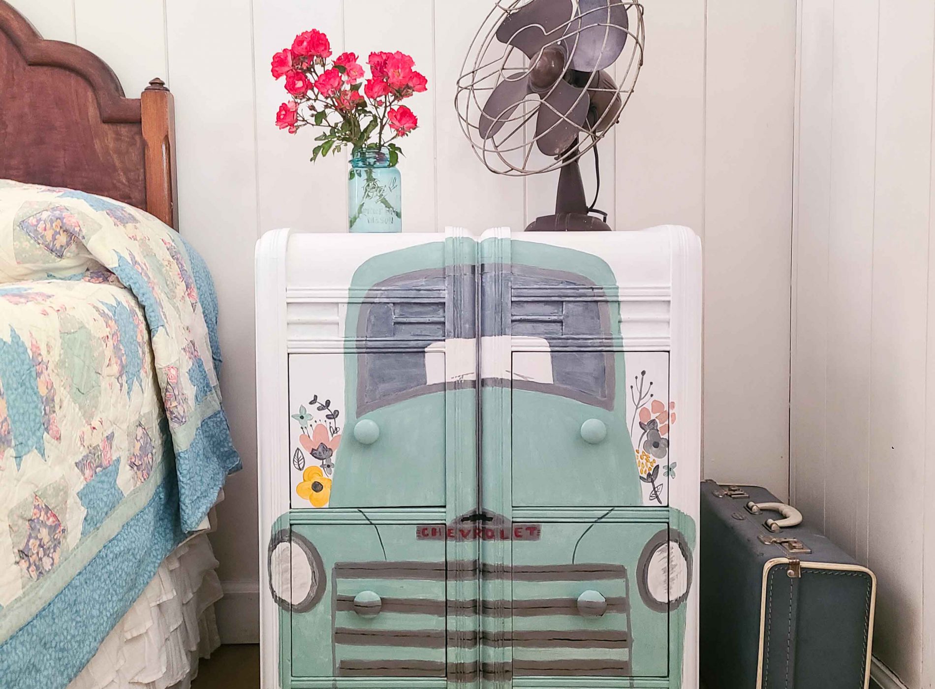 Hand-Painted Chest of Drawers with Vintage Truck by Larissa of Prodigal Pieces | available at shop.prodigalpieces.com #prodigalpieces #shopping #furniture