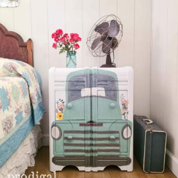 Hand-Painted Chest of Drawers with Vintage Truck by Larissa of Prodigal Pieces | available at shop.prodigalpieces.com #prodigalpieces #shopping #furniture