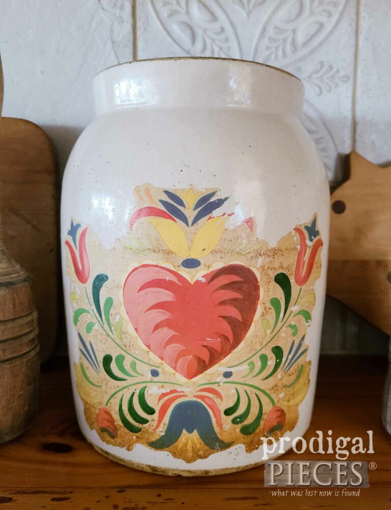 Heart Transfer Antique Crock | shop.prodigalpieces.com #prodigalpieces