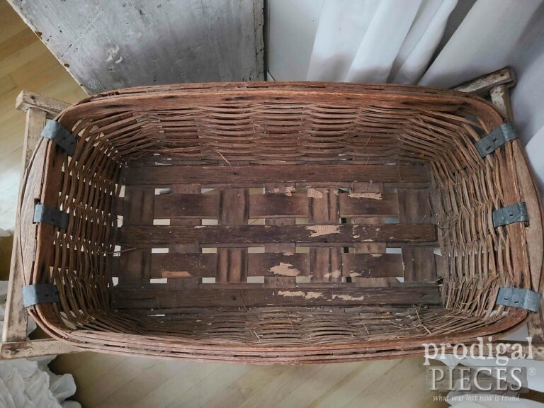 Inside Antique Laundry Basket Cart | shop.prodigalpieces.com #prodgialpieces