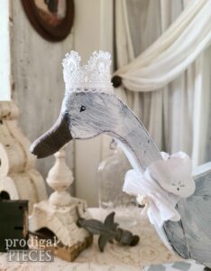 Crowned Lace Shabby Chic Goose | shop.prodigalpieces.com #prodigalpieces