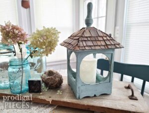 Farmhouse Blue Wooden Lantern | shop.prodigalpieces.com #prodigalpieces