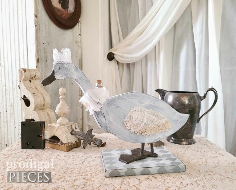 Textile Art Shabby Chic Goose by Larissa of Prodigal Pieces | available at shop.prodigalpieces.com #prodigalpieces #shopping #handmade