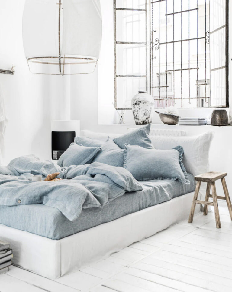 Soft Blue Linen Bedding by Magic Linen | shop.prodigalpieces.com #prodigalpieces