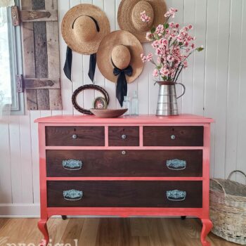 Boho Style Antique Dresser in Ombre Coral Pink available at Prodigal Pieces | shop.prodigalpieces.com #prodigalpieces #furniture