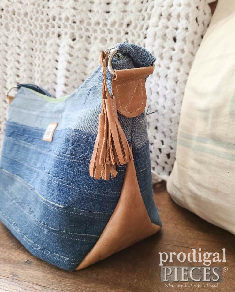 Leather Tassels on Ombre Denim Purse | shop.prodigalpieces.com #prodigalpieces