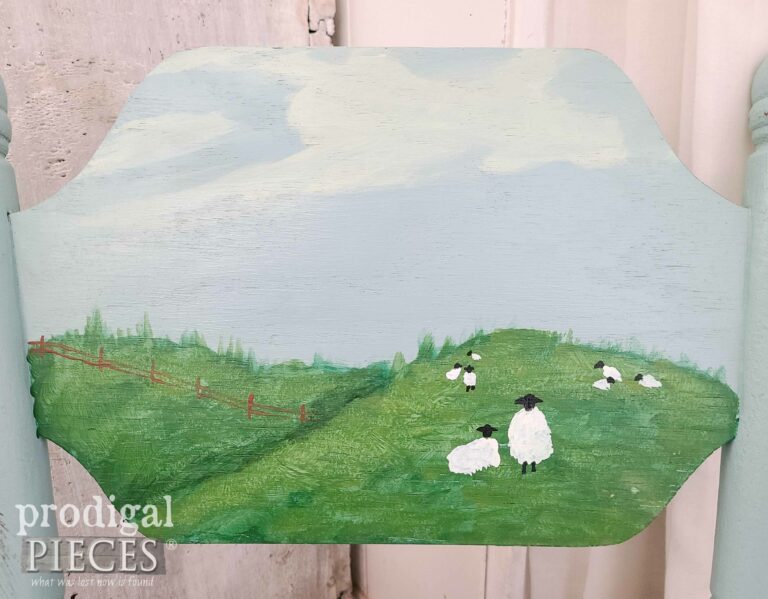 Hand-Painted Sheep on Child's Rocking Chair | shop.prodigalpieces.com #prodigalpieces