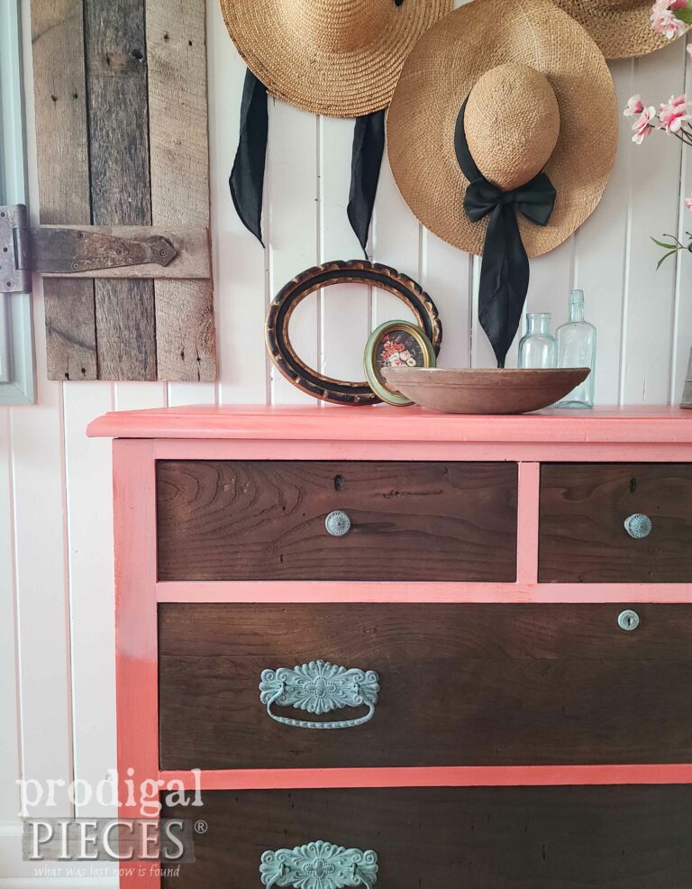 Pink and Brown Boho Antique Dresser | shop.prodigalpieces.com #prodigalpieces