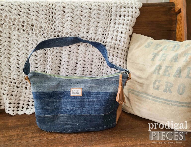 Repurposed Handmade Ombre Denim Bag | shop.prodigalpieces.com #prodigalpieces