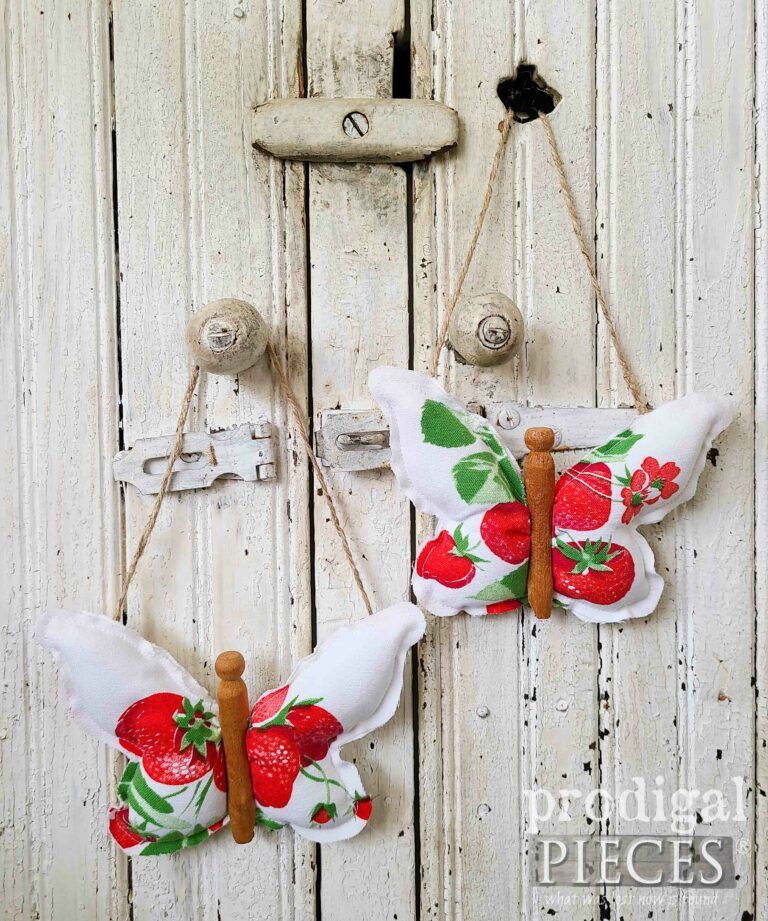 Vintage Strawberry Tablecloth Butterflies | shop.prodigalpieces.com #prodigalpieces