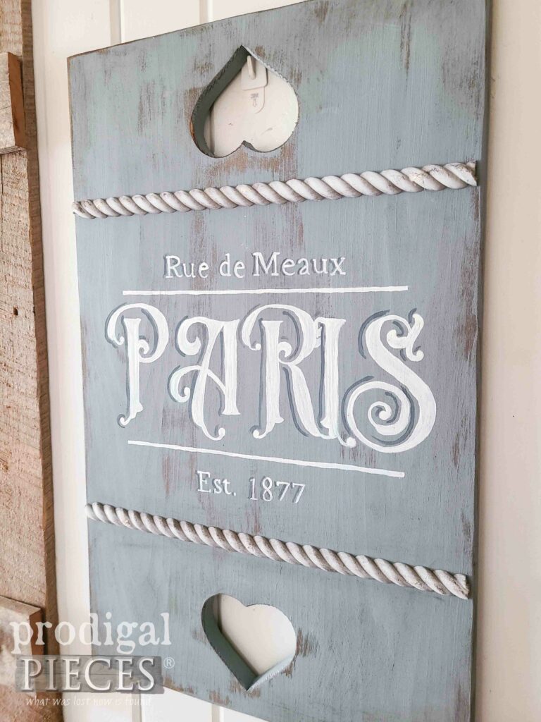 Closeup of Hand-Painted Paris Sign | shop.prodigalpieces.com #prodigalpieces