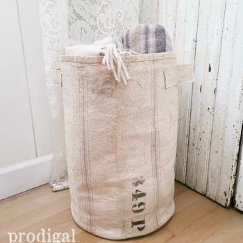 DIY Fabric Feed Sack Bucket available at Prodigal Pieces | shop.prodigalpieces.com #prodigalpieces