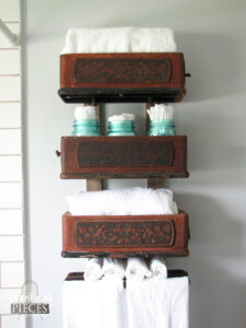 Repurposed Sewing Machine Drawers | Antique Sewing Machine Drawer Rack | shop.prodigalpieces.com #prodigalpieces