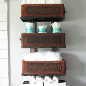 Repurposed Sewing Machine Drawers | Antique Sewing Machine Drawer Rack | shop.prodigalpieces.com #prodigalpieces
