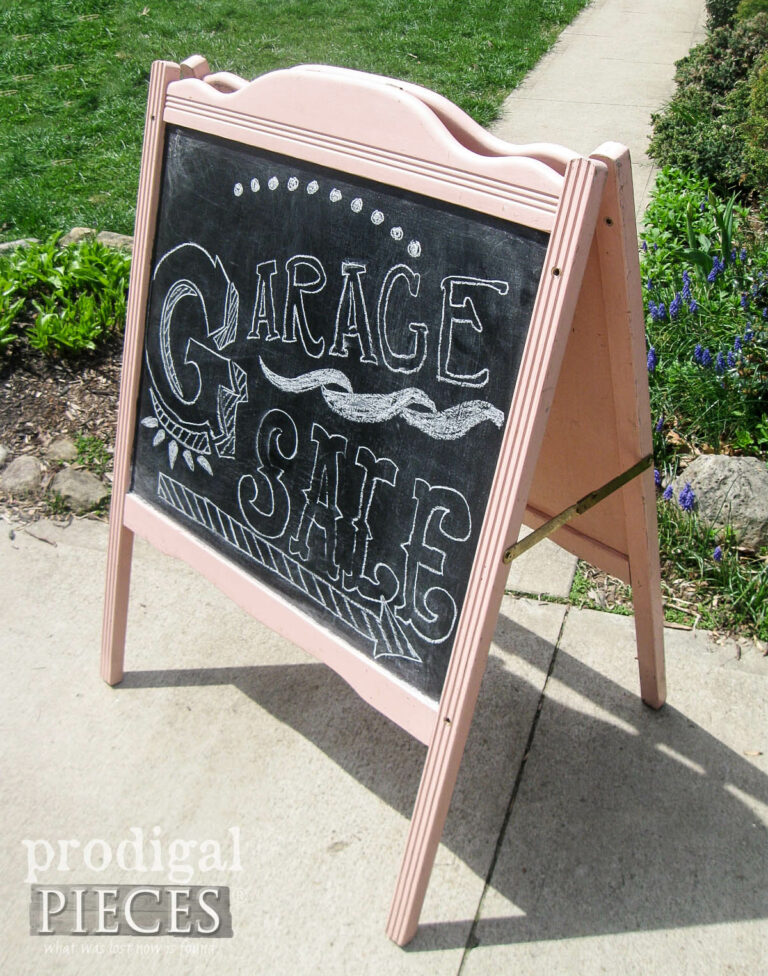 Side View of Repurposed Baby Crib Easel | shop.prodigalpieces.com #prodigalpieces