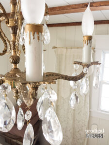 Hanging Antique Brass Chandelier with Crystals | shop.prodigalpieces.com #prodigalpieces
