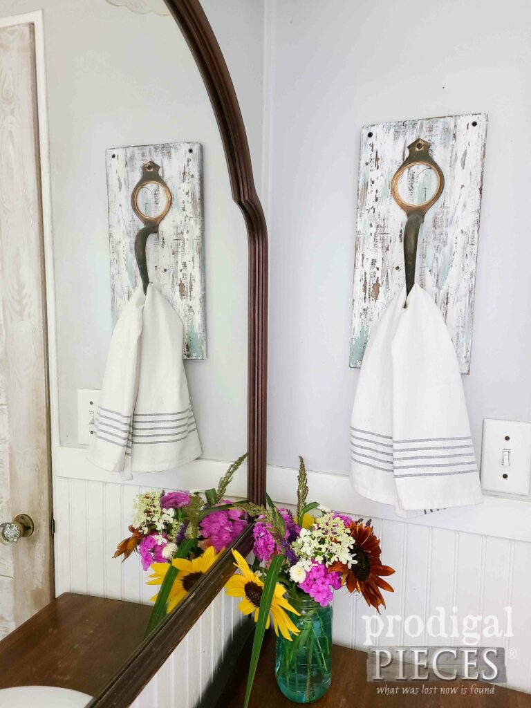 Mirror Image of Upcycled Towel Holder | shop.prodigalpieces.com #prodigalpieces
