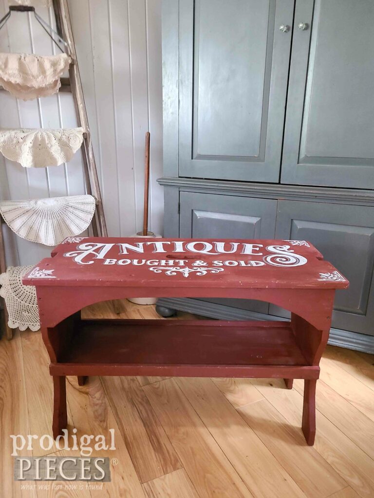 Red Farmhouse Vintage Bench | shop.prodigalpieces.com #prodigalpieces