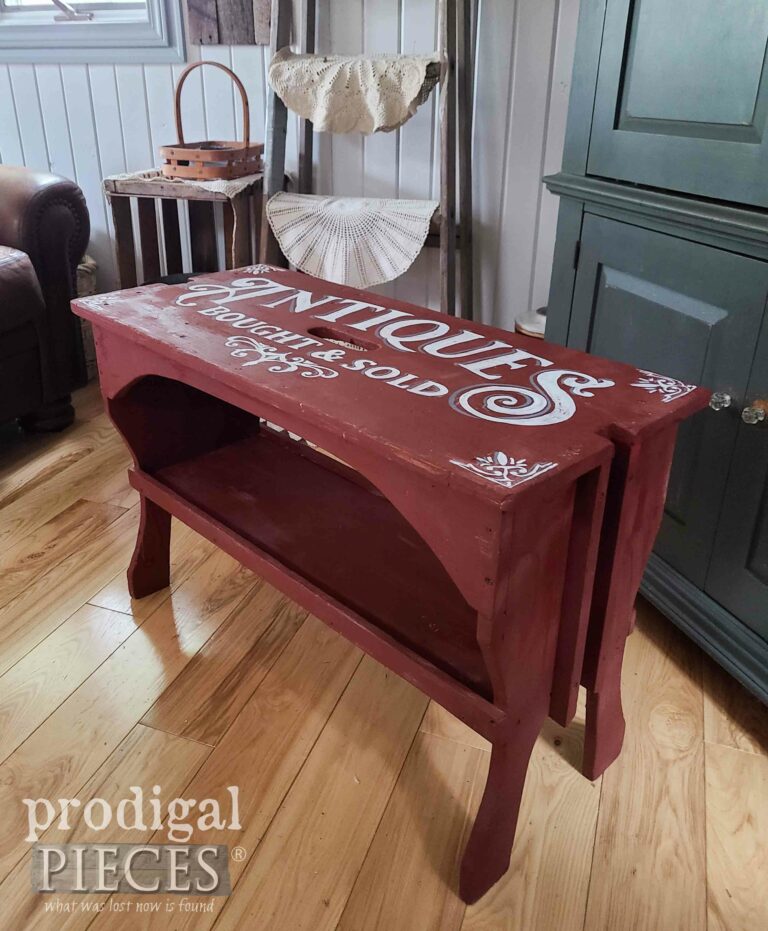 Vintage Red Bench | shop.prodigalpieces.com #prodigalpieces