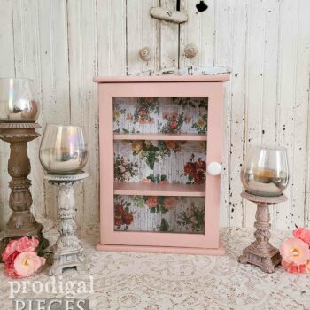 Vintage Shabby Chic Pink Glass Cabinet available at Prodigal Pieces | shop.prodigalpieces.com #prodigalpieces