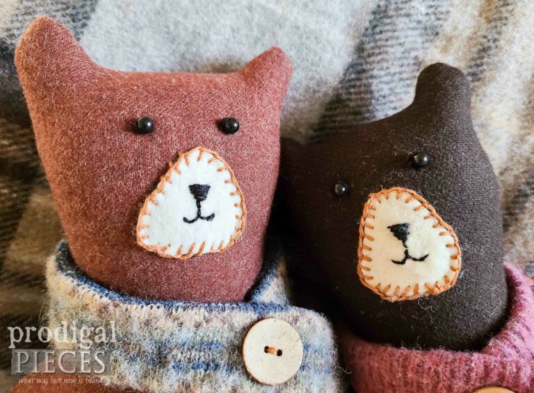 Cute Cuddly Embroidered Wool Bears | shop.prodigalpieces.com #prodigalpieces
