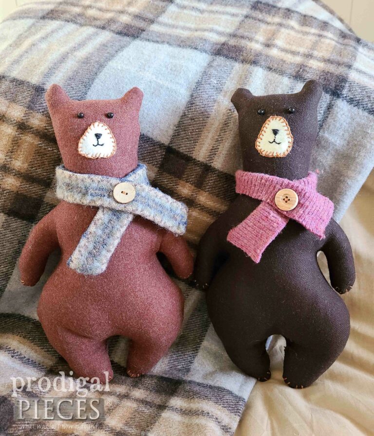 Handmade Embroidered Wool Bears with Scarf | shop.prodigalpieces.com #prodigalpieces