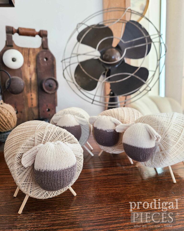 Adorable Upcycled Spool Sheep available at shop.prodigalpieces.com #prodigalpieces