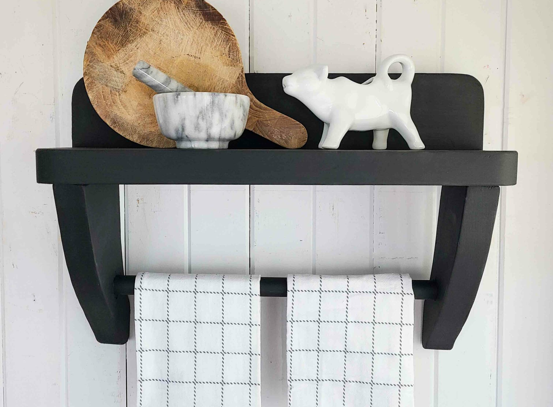 Farmhouse Shelf with Towel Rack available at Prodigal Pieces | shop.prodigalpieces.com #prodigalpieces