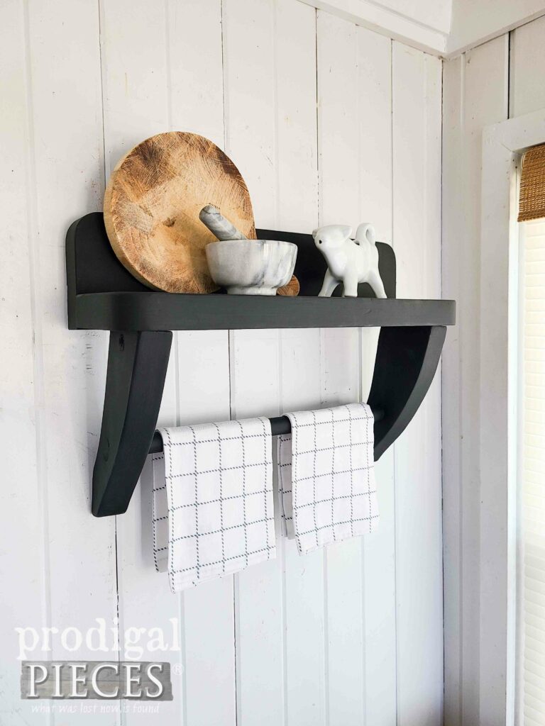 Handmade Farmhouse Shelf with Towel Rack in Black | shop.prodigalpieces.com #prodigalpieces
