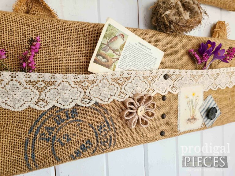 Daffodil Burlap Wall art with Paris and Lace available at Prodigal Pieces | prodigalpieces.com #prodigalpieces