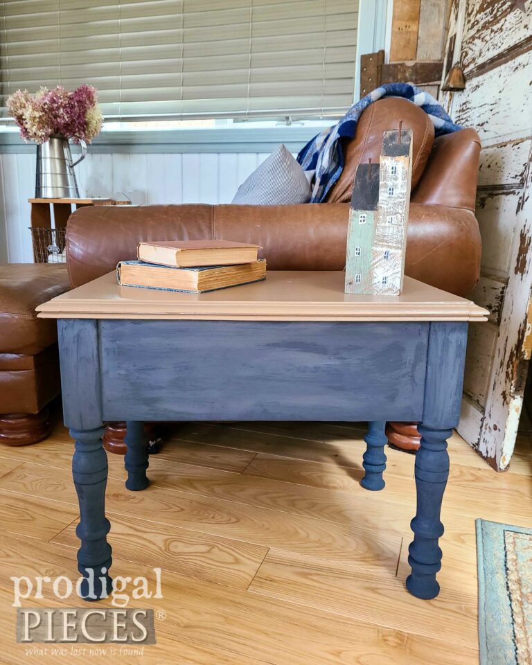 Side View Vintage Side Table in Blue | shop.prodigalpieces.com #prodigalpieces