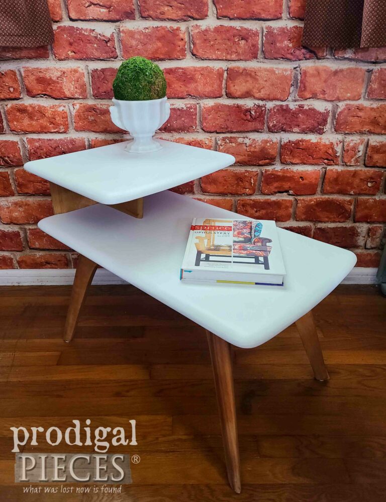 Wood and White Mid Century Modern Side Table | shop.prodigalpieces.com #prodigalpieces