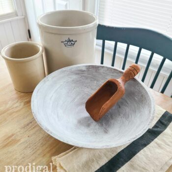 Top View Whitewashed Farmhouse Wooden Bowl available at Prodigal Pieces | shop.prodigalpieces.com #prodigalpieces