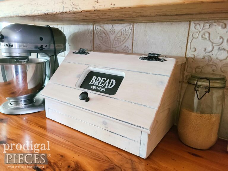 Side View Whitewashed Bread Box | shop.prodigalpieces.com #prodigalpieces