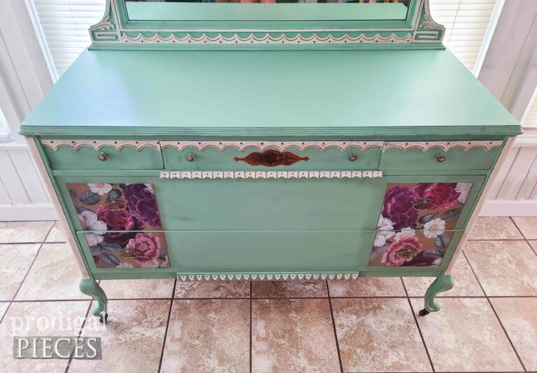 Top View Green Antique Dresser | shop.prodigalpieces.com #prodigalpieces