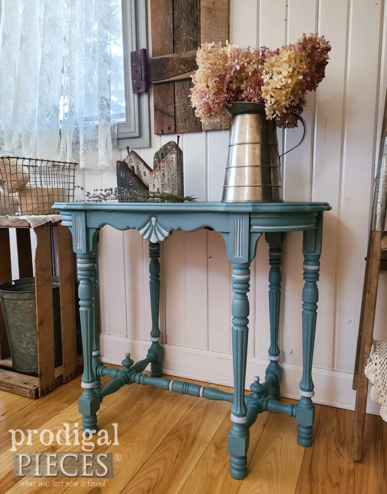 Blue Antique Side Table with Ornate Details | shop.prodigalpieces.com #prodigalpieces