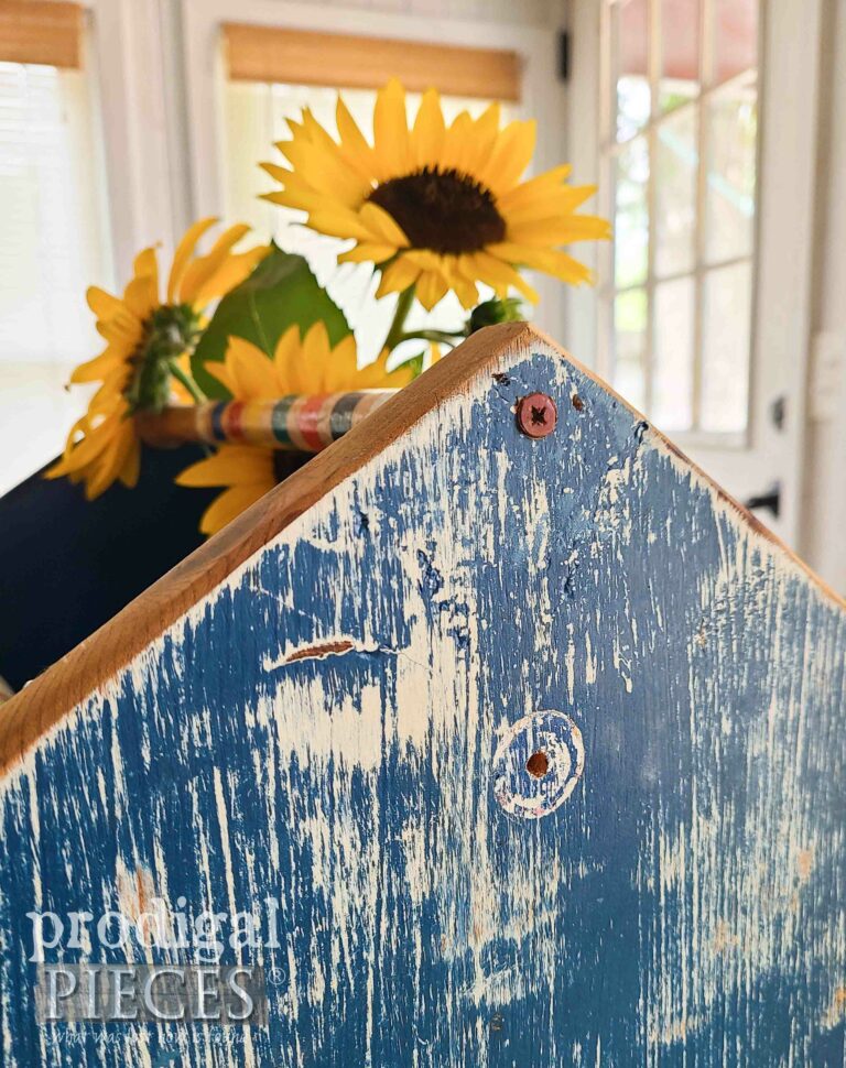 Distressed Blue Wood Tote | shop.prodigalpieces.com #prodigalpieces