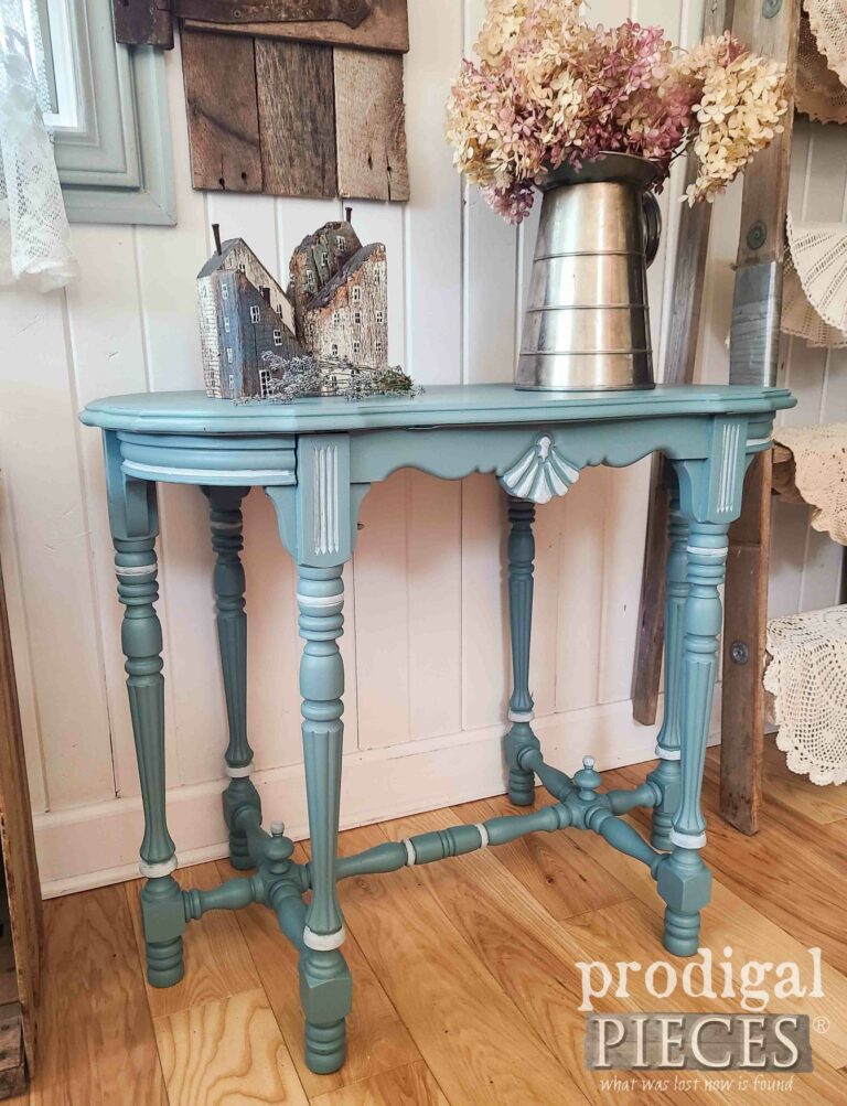 Side View Blue Antique Side Table | shop.prodigalpieces.com #prodigalpieces